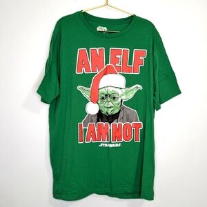 Star Wars 2XL Green Yoda An Elf I Am Not Christmas Holiday Short Sleeve T-shirt